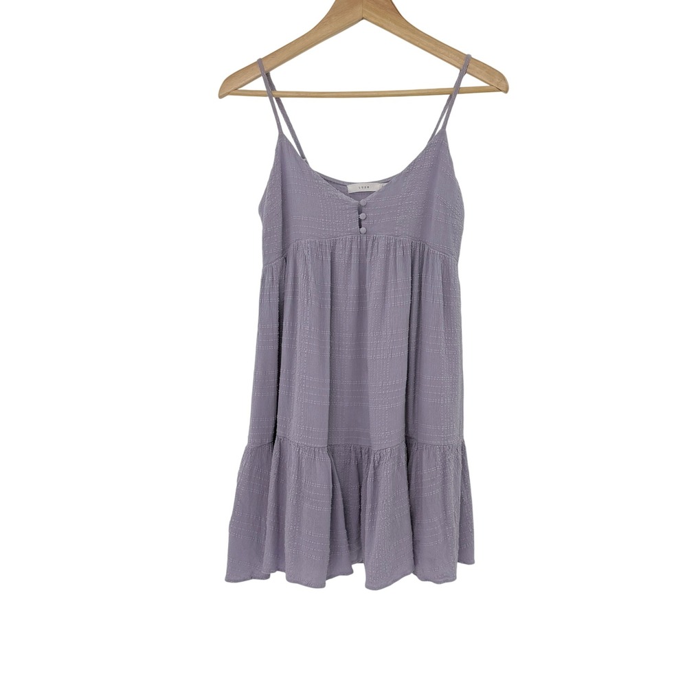 Lush Women's Mini Dress Lavender Purple Tiered Button Front Sleeveless S